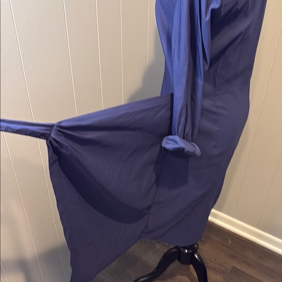 UNTUCKit Women’s 12 Classic Long Sleeve Wrap Dress in Deep Blue - Picture 7 of 8